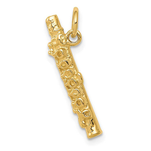 Image of 14K Yellow Gold 3-D Polished Flute Charm