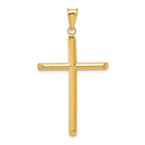 Image of 14K Yellow Gold 3-D Polished Hollow Cross Pendant K3608