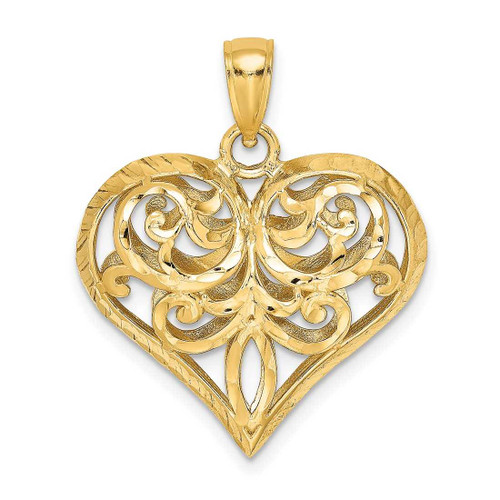 Image of 14K Yellow Gold 3-D Shiny-Cut Heart Pendant