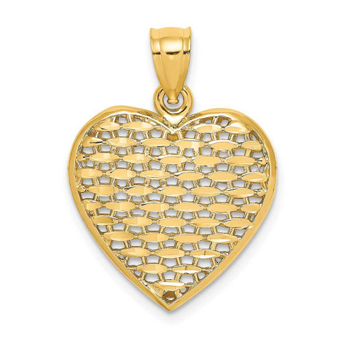 Image of 14K Yellow Gold 3-D Shiny-Cut Puffed Heart Pendant K7132
