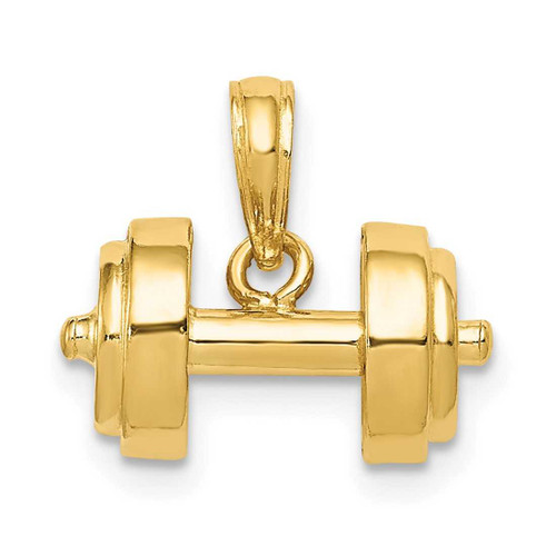 Image of 14K Yellow Gold 3-D Single Barbell Pendant