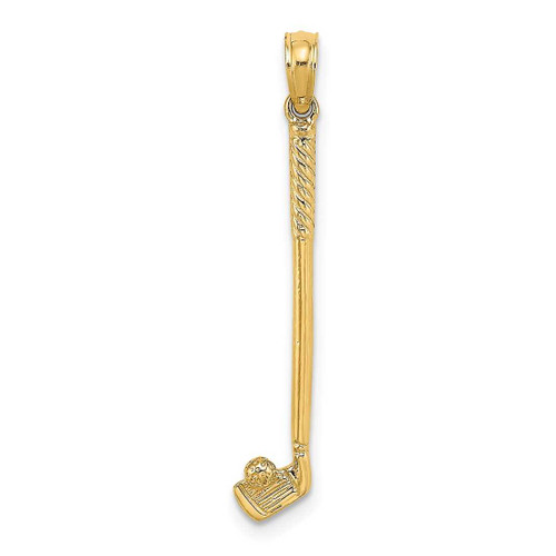 Image of 14K Yellow Gold 3-D Single Golf Club with Ball Pendant