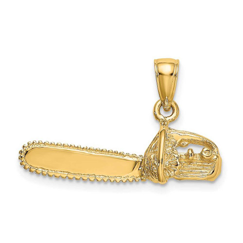 Image of 14K Yellow Gold 3-D Small Chain Saw Pendant