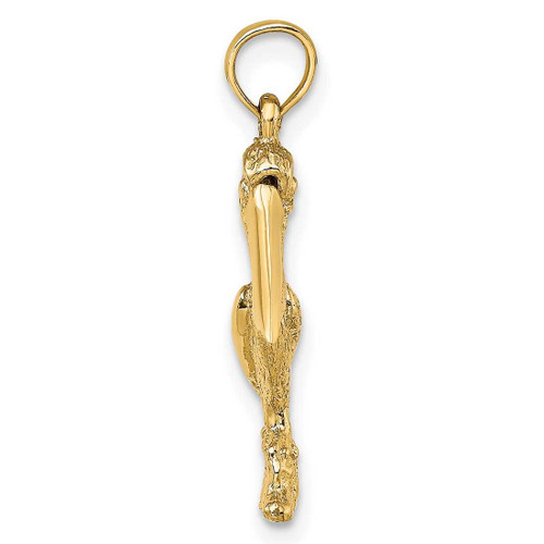 Image of 14K Yellow Gold 3-D Small Pelican Standing w/ Moveable Mouth Pendant