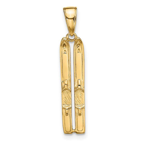 Image of 14K Yellow Gold 3-D Snow Skis Pendant