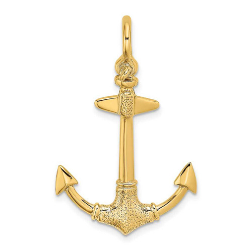 Image of 14K Yellow Gold 3-D Texture Anchor Pendant