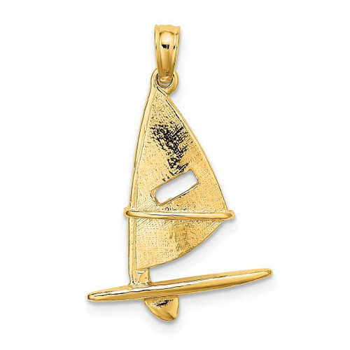 Image of 14K Yellow Gold 3-D Textured Windsail Surfing Board Pendant