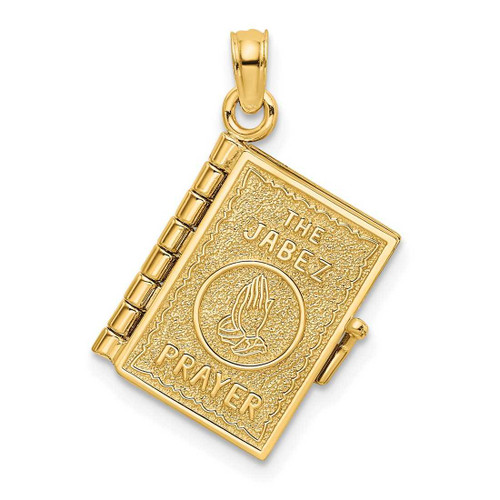 Image of 14K Yellow Gold 3-D w/ Moveable Pages Prayer Of Jabez Book Pendant