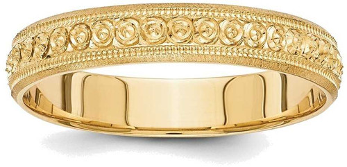 Image of 14K Yellow Gold 3mm Design Etched Wedding Band Ring