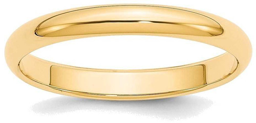 Image of 14K Yellow Gold 3mm Half-Round Wedding Band Ring