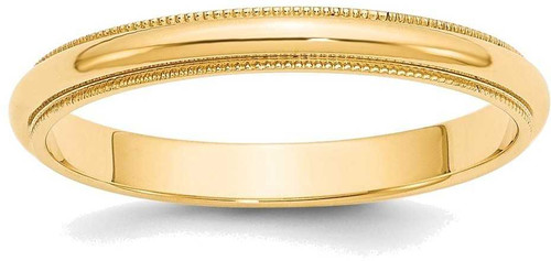 Image of 14K Yellow Gold 3mm Milgrain Half-Round Wedding Band Ring