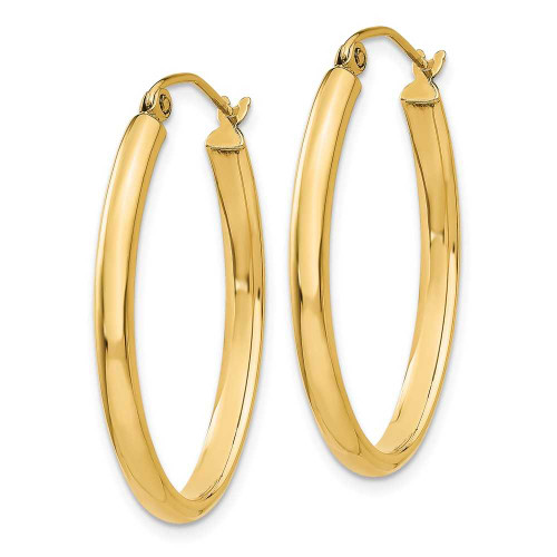 Image of 14mm 14K Yellow Gold 3mm Oval Hoop Earrings TL239