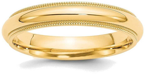 Image of 14K Yellow Gold 4mm Milgrain Comfort Wedding Band Ring