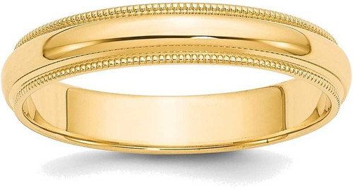 Image of 14K Yellow Gold 4mm Milgrain Half-Round Wedding Band Ring