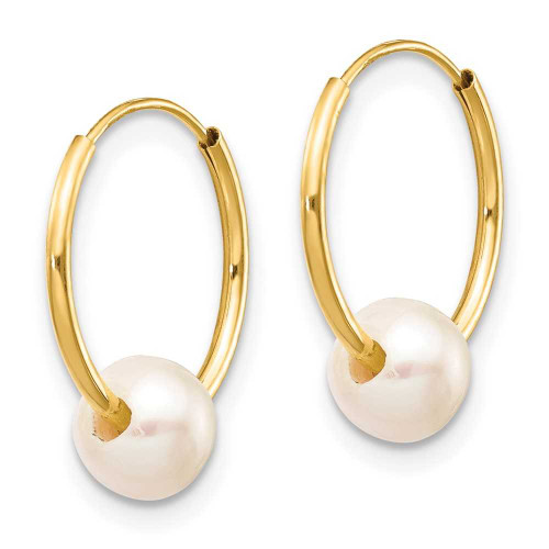 Image of 14K Yellow Gold 5-6mm Semi-Round Cultured Freshwater Pearl Endless Hoop Earrings