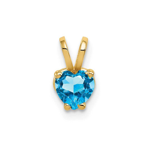 Image of 14K Yellow Gold 5mm Heart Blue Topaz Pendant