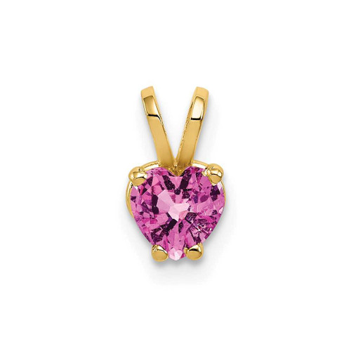 Image of 14K Yellow Gold 5mm Heart Pink Sapphire pendant