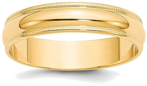 Image of 14K Yellow Gold 5mm Lightweight Milgrain Half Round Band Ring