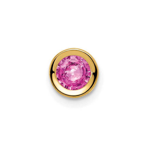 Image of 14K Yellow Gold 5mm Pink Sapphire Bezel Pendant