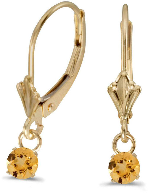 Image of 14K Yellow Gold 5mm Round Genuine Citrine Lever-back Earrings
