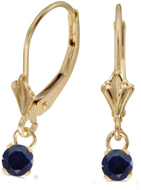 Image of 14K Yellow Gold 5mm Round Genuine Sapphire Lever-back Earrings