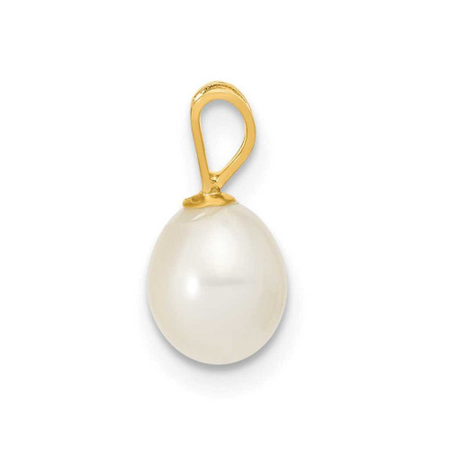 Image of 14K Yellow Gold 6-7mm White Rice Freshwater Cultured Pearl Pendant