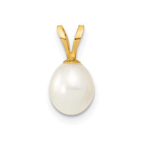 Image of 14K Yellow Gold 6-7mm White Rice Freshwater Cultured Pearl Pendant