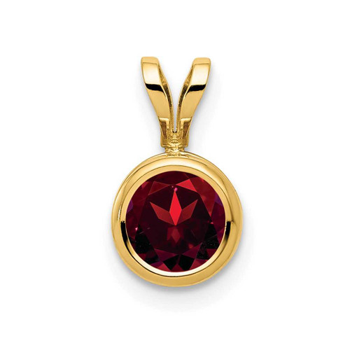 Image of 14K Yellow Gold 6mm Garnet Bezel Pendant XP301GA