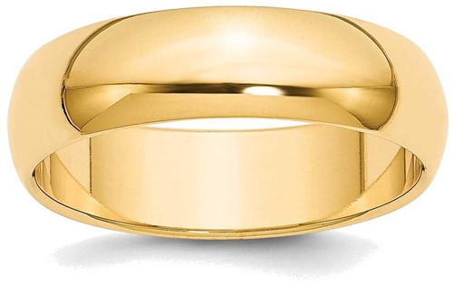 Image of 14K Yellow Gold 6mm Half-Round Wedding Band Ring
