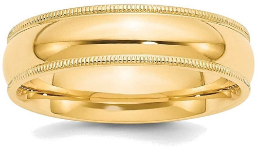 Image of 14K Yellow Gold 6mm Milgrain Comfort Wedding Band Ring
