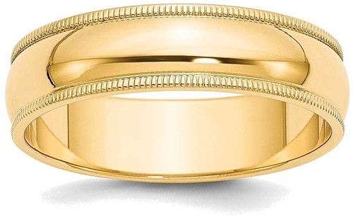 Image of 14K Yellow Gold 6mm Milgrain Half-Round Wedding Band Ring