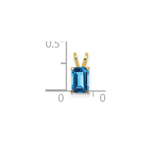 Image of 14K Yellow Gold 6x4mm Emerald-cut Blue Topaz Pendant