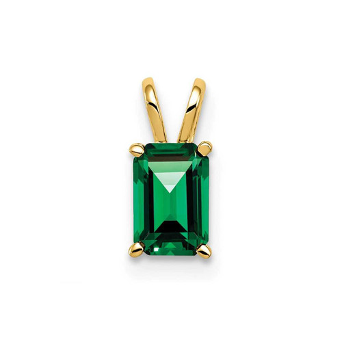 Image of 14K Yellow Gold 6x4mm Emerald-cut Synthetic Mount St. Helens Pendant