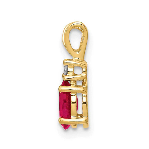 Image of 14K Yellow Gold 6x4mm Oval Ruby A Diamond Pendant