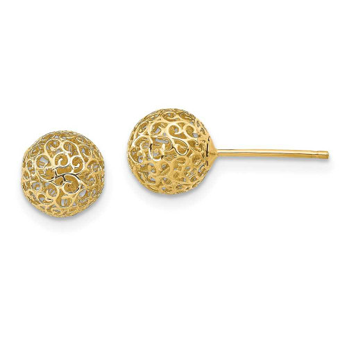 Image of 7.75mm 14K Yellow Gold 7.75mm Filigree Ball Stud Post Earrings