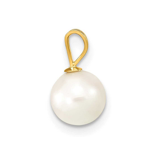 Image of 14K Yellow Gold 7-8mm Round White Saltwater Akoya Cultured Pearl Pendant