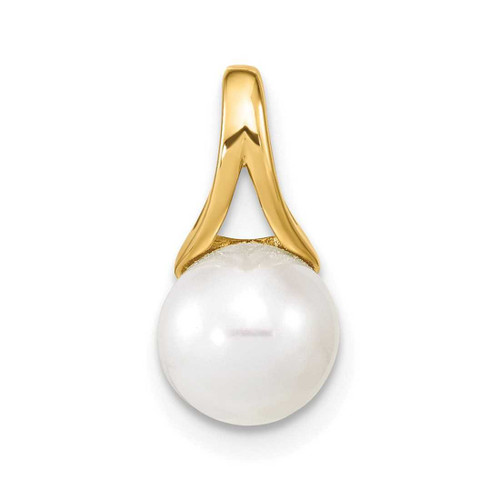 Image of 14K Yellow Gold 7-8mm White Freshwater Cultured Pearl Polished Pendant