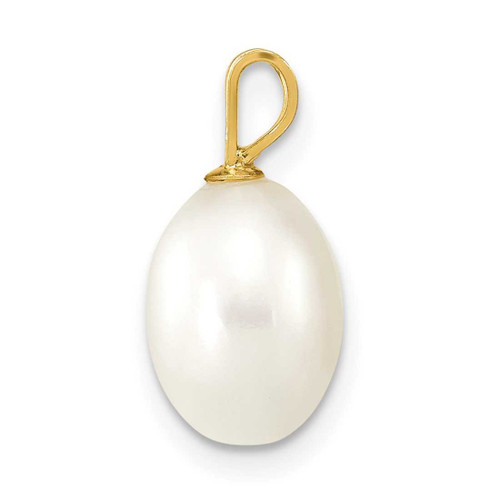 Image of 14K Yellow Gold 7-8mm White Rice Freshwater Cultured Pearl Pendant XF377