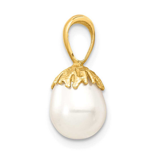 Image of 14K Yellow Gold 7-8mm White Rice Freshwater Cultured Pearl Pendant XF736