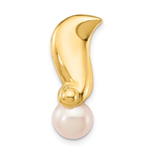 Image of 14K Yellow Gold 7-8mm White Round Freshwater Cultured Pearl Chain Slide Pendant