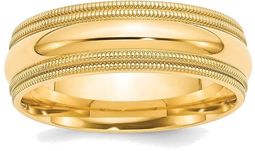 Image of 14K Yellow Gold 7mm Double Milgrain Comfort Fit Band Ring