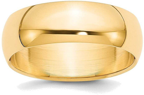 Image of 14K Yellow Gold 7mm Half-Round Wedding Band Ring