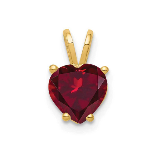 Image of 14K Yellow Gold 7mm Heart Created Ruby pendant