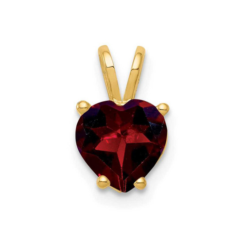 Image of 14K Yellow Gold 7mm Heart Garnet Pendant