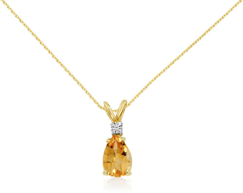 Image of 14K Yellow Gold 7X5 Citrine Pear & Diamond Pendant (Chain NOT included)