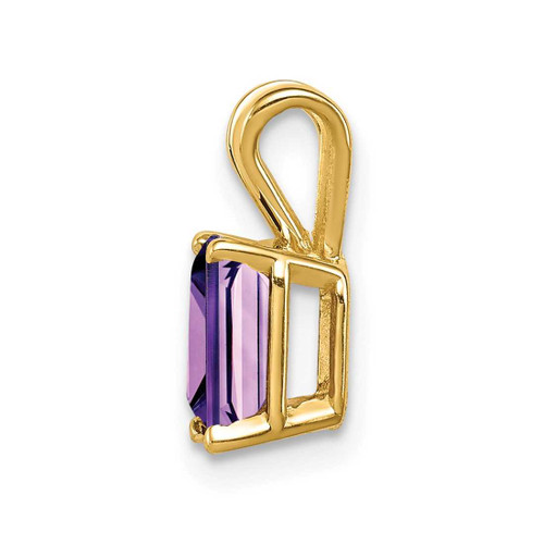 Image of 14K Yellow Gold 7x5mm Emerald-cut Amethyst Pendant