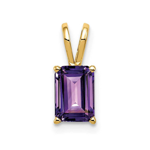 Image of 14K Yellow Gold 7x5mm Emerald-cut Amethyst Pendant