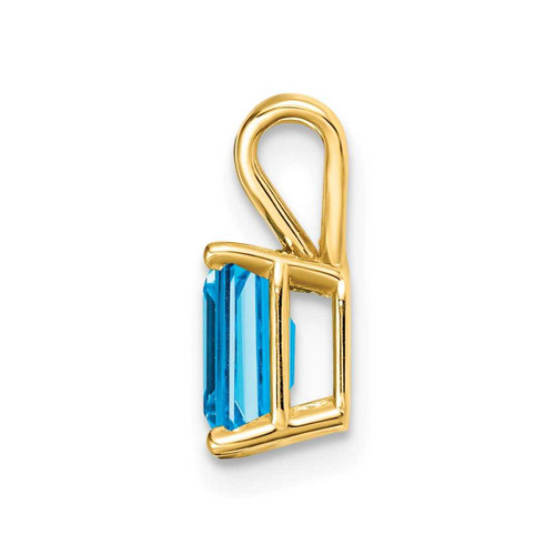 Image of 14K Yellow Gold 7x5mm Emerald-cut Blue Topaz Pendant