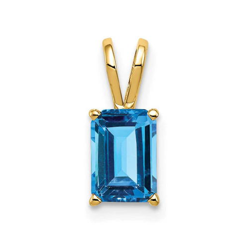 Image of 14K Yellow Gold 7x5mm Emerald-cut Blue Topaz Pendant