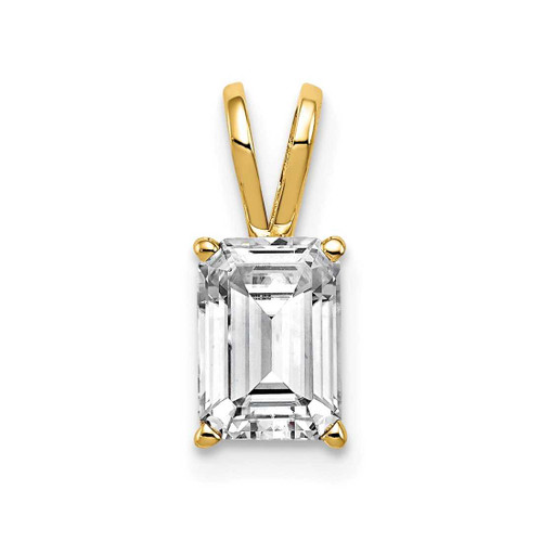 Image of 14K Yellow Gold 7x5mm Emerald-cut Cubic Zirconia Pendant